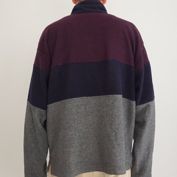 Vtg '90S Basic Concepts Purple Navy Outdoor Hiking Fleece Quarter Zip Sweater L - Picture 3 of 11